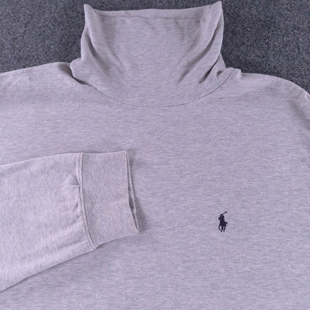 Polo Ralph Lauren Mens XL Gray Cotton Long Sleeve Turtleneck Pony Logo Shirt